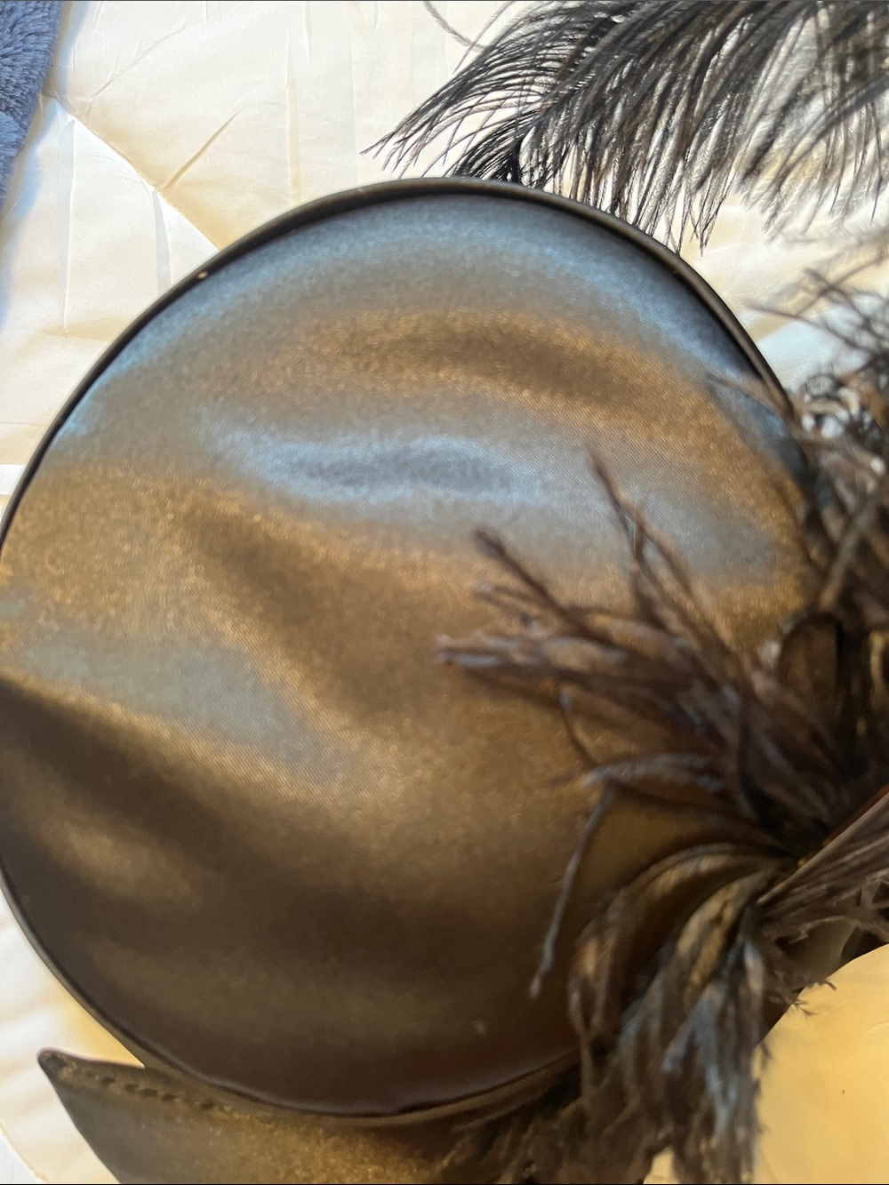 Black Feather Bow Evening Hat with Stud Accents - Picture 6 of 6